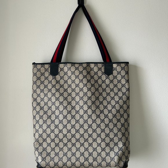 Gucci Monogram Web Tote in Navy Blue - Picture 2 of 16